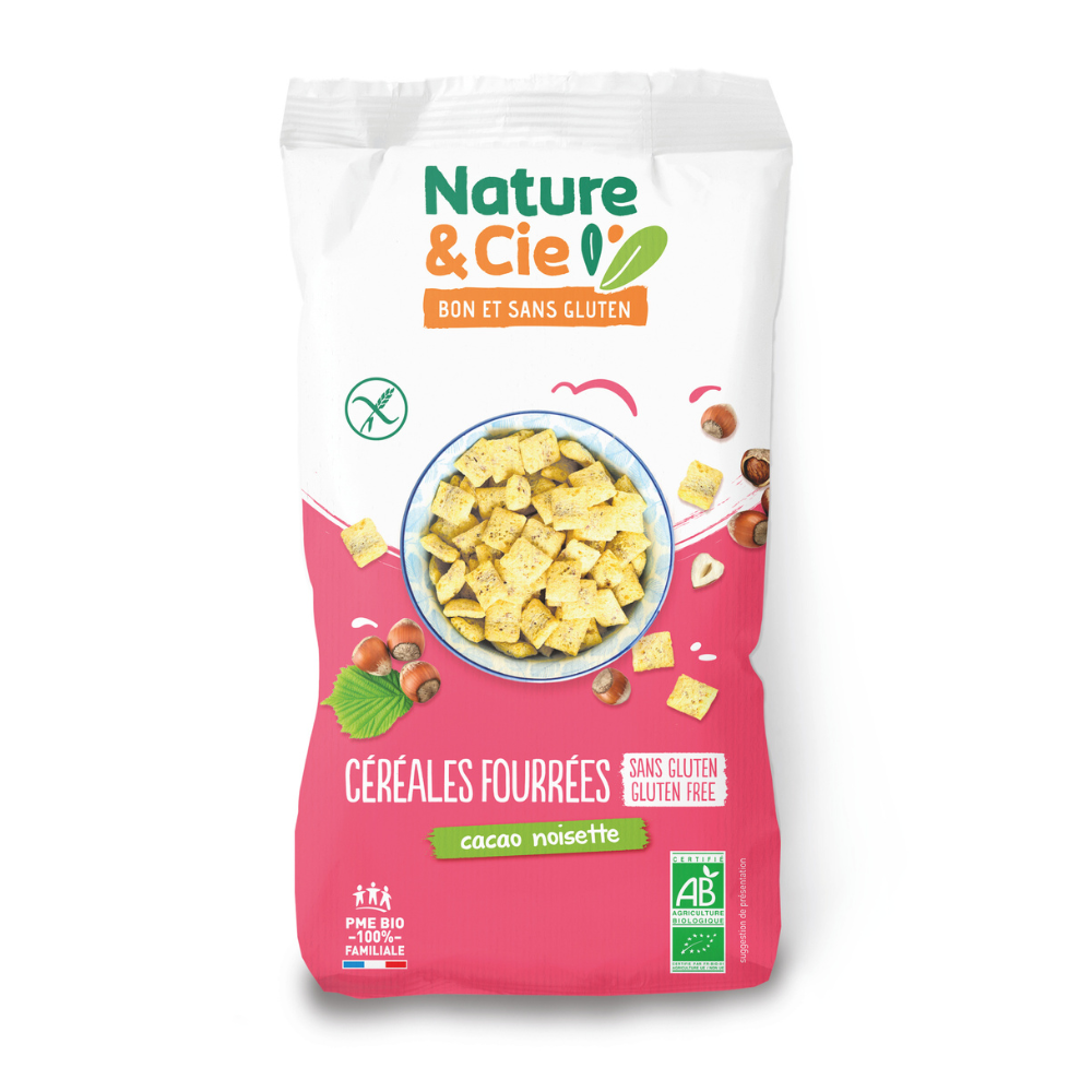 Céréales fourrées cacao noisette Bio Sans Gluten - 250g