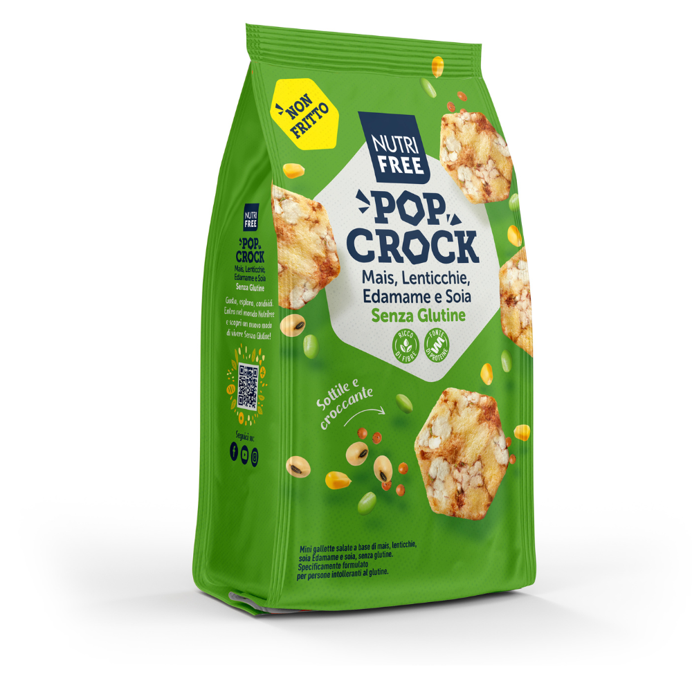 Snacks Croustillants Maïs, Lentilles, Edamame et Soja Sans Gluten Pop Crock - 60g